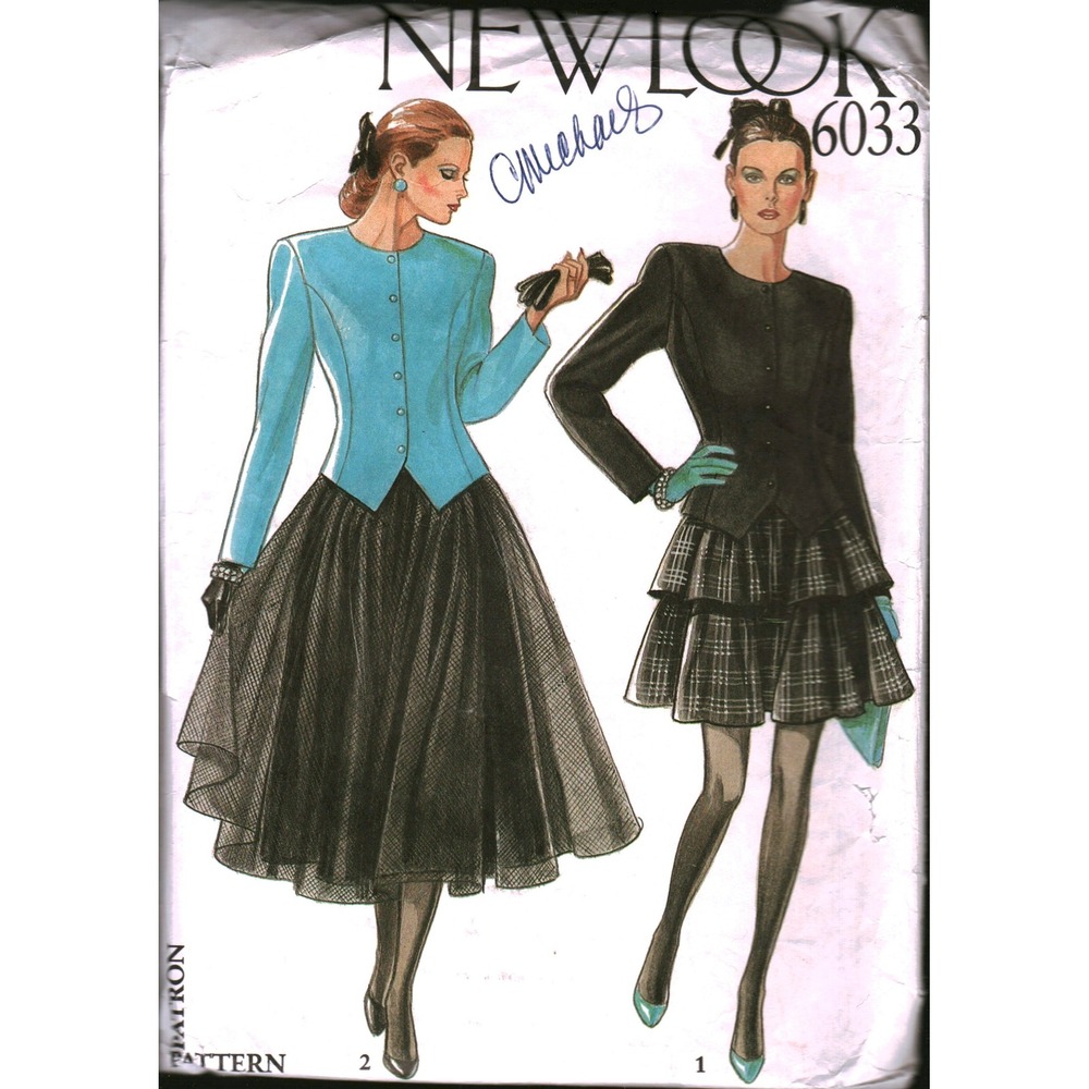 New Look 6033 Sewing Pattern Misses Jacket Tiered Mini Skirt Full Skirt Sz 8-18‎